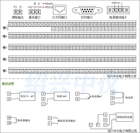 彩屏無紙記錄儀接線說明圖
